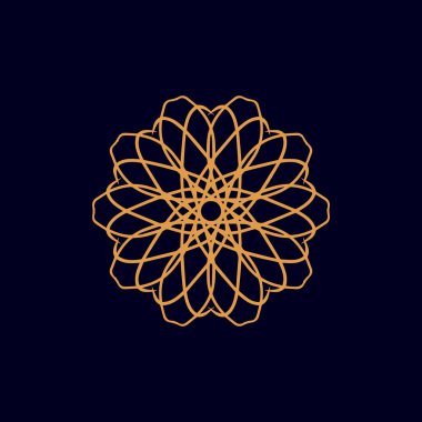 Soyut kahverengi ve koyu mavi mandala logosu. Zarif ve lüks bir sembol için uygun.