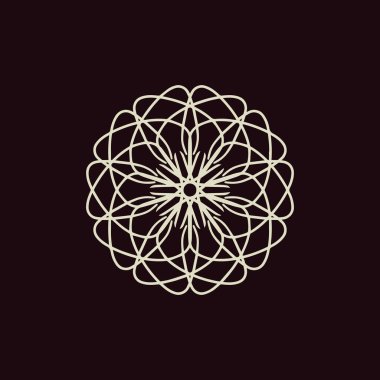 Soyut açık gri ve koyu kahverengi mandala logosu. Zarif ve lüks bir sembol için uygun.