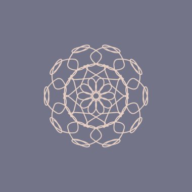 Soyut şeftali ve mor gri mandala logosu. Zarif ve lüks bir sembol için uygun.