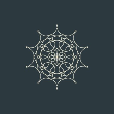 Soyut açık sarı ve koyu gri mandala logosu. Zarif ve lüks bir sembol için uygun.