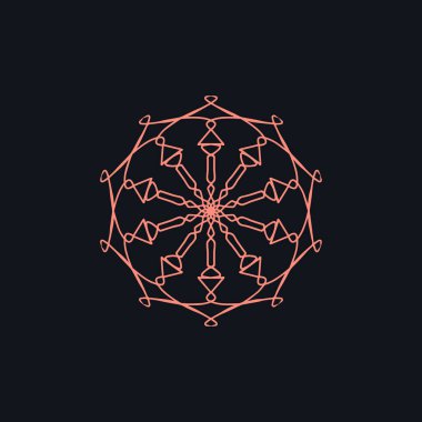 Soyut pembe ve siyah mandala logosu. Zarif ve lüks bir sembol için uygun.