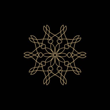 Soyut altın ve siyah mandala logosu. Zarif ve lüks bir sembol için uygun.