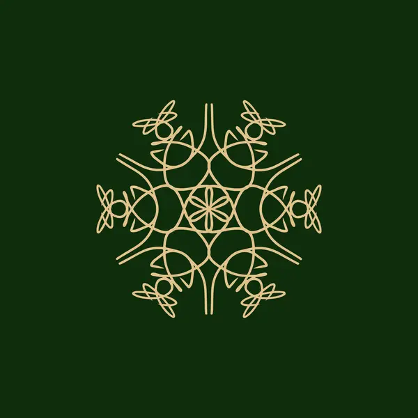 抽象的な金とダークグリーンフローラルマンダラのロゴ エレガントで豪華な装飾シンボルに適しています — ストックベクタ