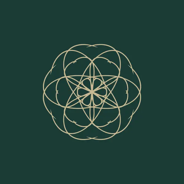 Logotipo Abstracto Mandala Floral Oro Verde Adecuado Para Símbolo Ornamental — Archivo Imágenes Vectoriales
