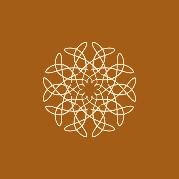 Abstrak Krim Dan Coklat Coklat Bunga Mandala Logo Cocok Untuk - Stok Vektor