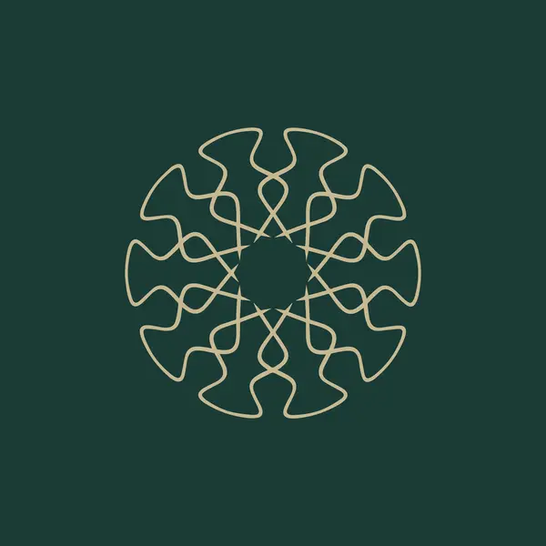 Abstrakt Guld Och Grön Blommig Mandala Logotyp Lämplig För Elegant — Stock vektor