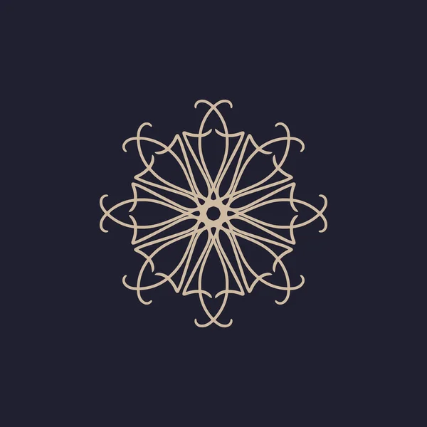 Crema Abstracta Logo Mandala Floral Marrón Oscuro Adecuado Para Símbolo — Archivo Imágenes Vectoriales