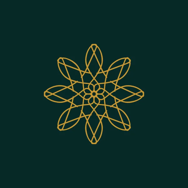 Logo Floral Hijau Gelap Dan Kuning Abstrak Cocok Untuk Elegan - Stok Vektor