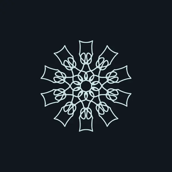Abstrato Azul Cinza Preto Logotipo Mandala Floral Apropriado Para Símbolo — Vetor de Stock