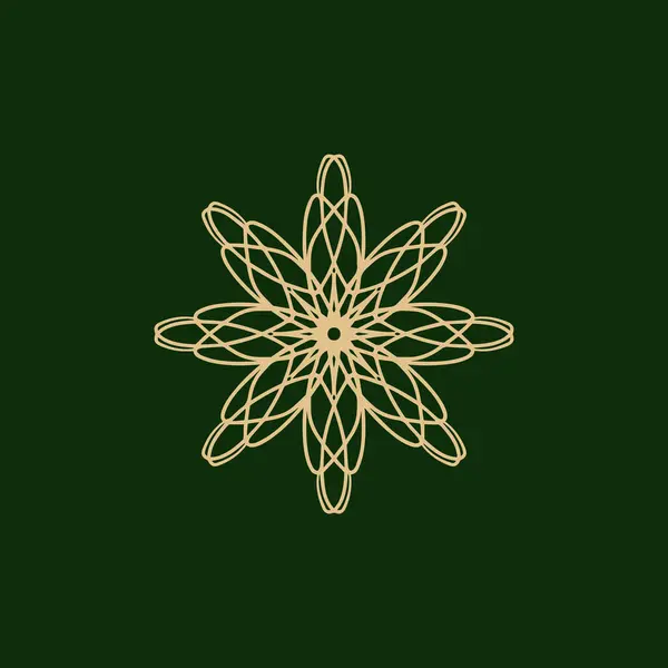 Soyut Altın Koyu Yeşil Mandala Logosu Zarif Lüks Bir Sembol — Stok Vektör