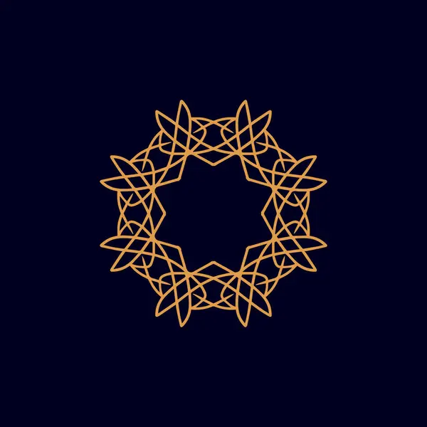 Logotipo Abstracto Mandala Floral Marrón Azul Oscuro Adecuado Para Símbolo — Archivo Imágenes Vectoriales