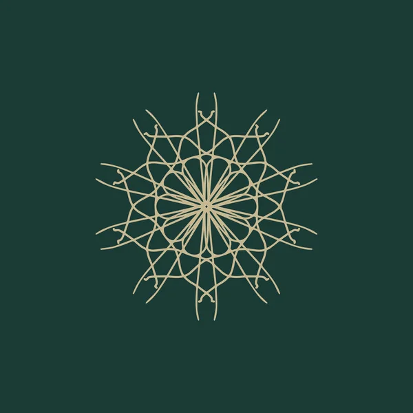 抽象的な金と緑の花のマンダラのロゴ エレガントで豪華な装飾シンボルに適しています — ストックベクタ