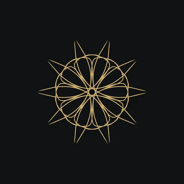 Abstrakt Guld Och Mörkbrun Blommig Mandala Logotyp Lämplig För Elegant — Stock vektor