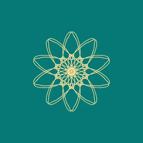 抽象的なライト イエローと緑の花のマンダラのロゴ エレガントで豪華な装飾シンボルに適しています — ストックベクタ
