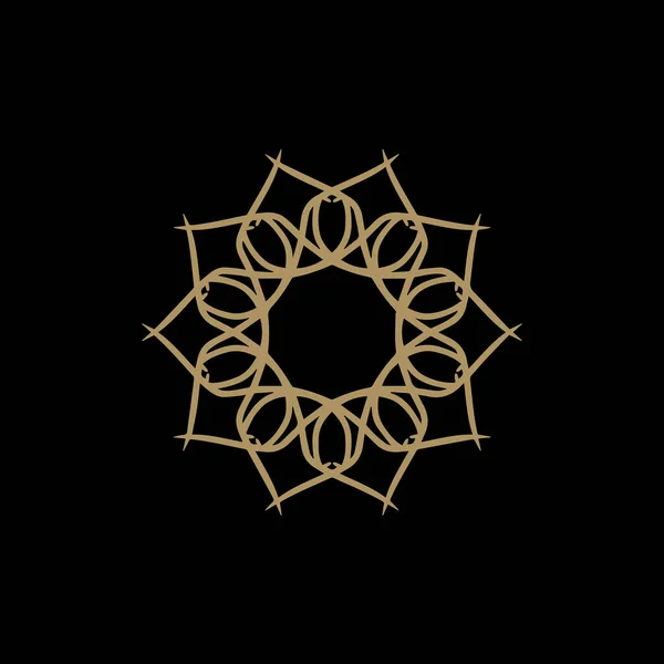 Logotipo Abstracto Mandala Floral Oro Negro Adecuado Para Símbolo Ornamental — Archivo Imágenes Vectoriales