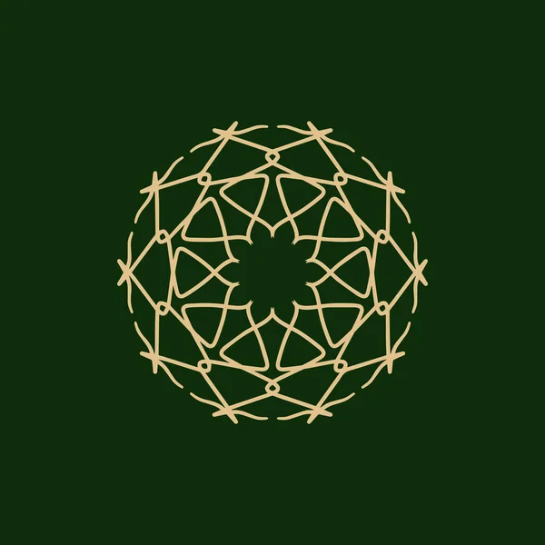 Abstrakt Guld Och Mörkgrön Blommig Mandala Logotyp Lämplig För Elegant — Stock vektor