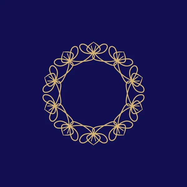 Logotipo Abstracto Mandala Floral Oro Azul Marino Adecuado Para Símbolo — Archivo Imágenes Vectoriales