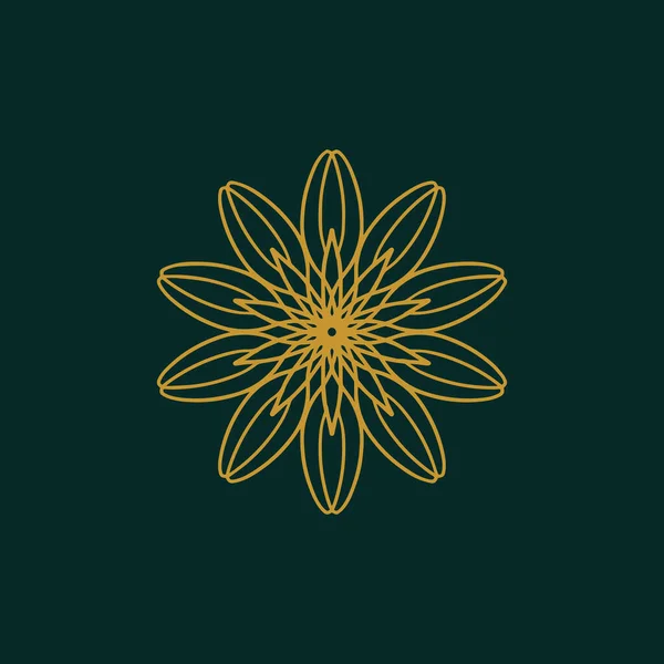 Abstract Geel Donkergroen Bloemen Mandala Logo Geschikt Voor Elegant Luxe — Stockvector