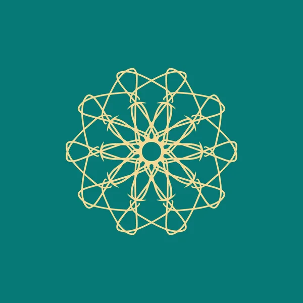 抽象浅黄色和绿色的花曼陀罗标志 适用于典雅奢华的装饰符号 — 图库矢量图片