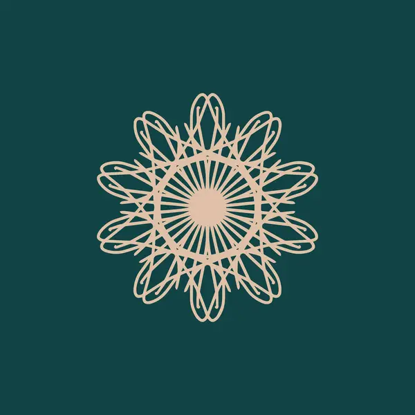 Abstrato Marrom Brilhante Verde Escuro Logotipo Mandala Floral Apropriado Para —  Vetores de Stock
