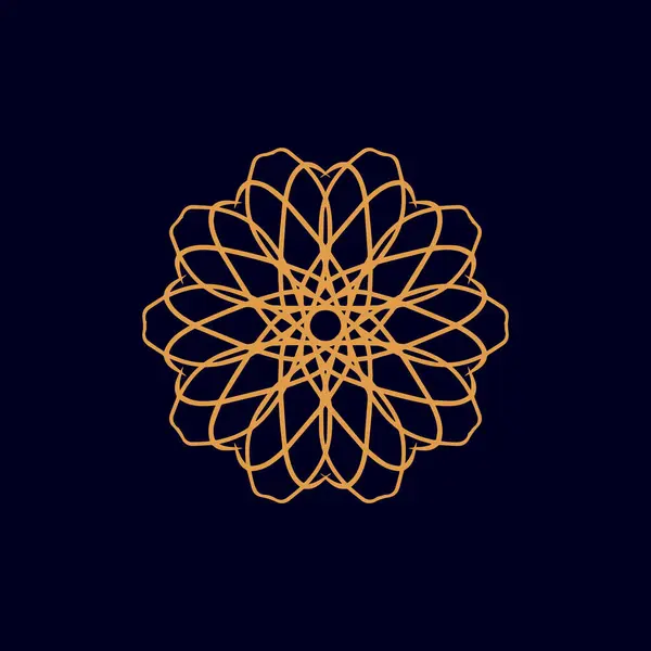 Logotipo Abstracto Mandala Floral Marrón Azul Oscuro Adecuado Para Símbolo — Archivo Imágenes Vectoriales