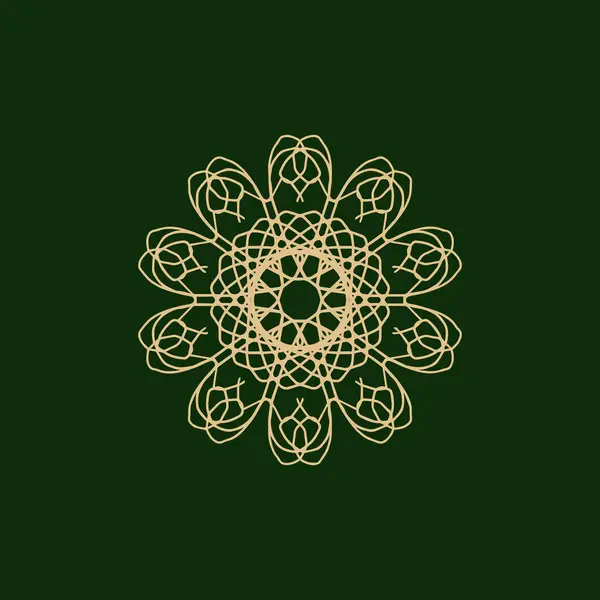 抽象的黄金和深绿色的花曼陀罗标志 适用于典雅奢华的装饰符号 — 图库矢量图片