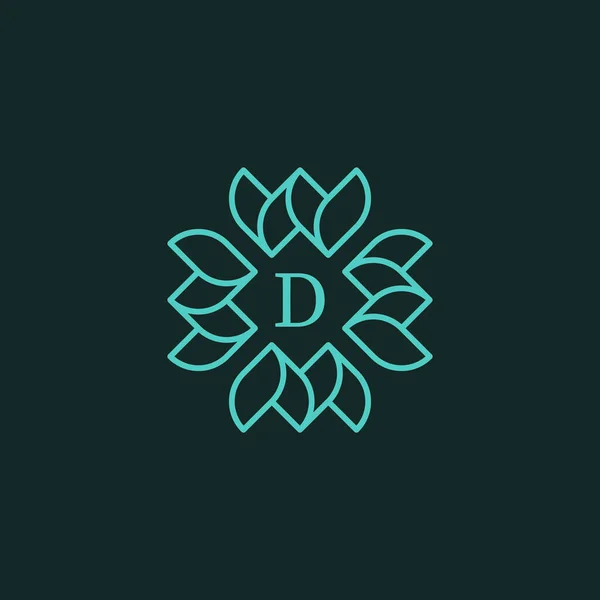 Letra Inicial Logotipo Del Marco Del Borde Ornamental Floral — Vector de stock