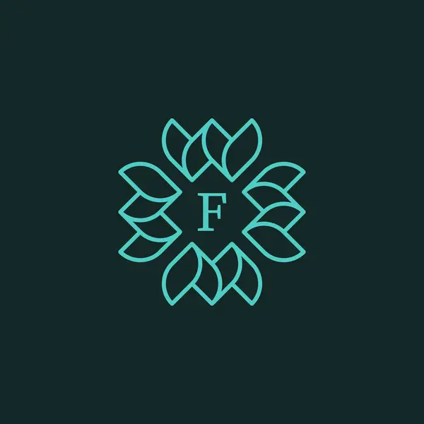 Initial Letter Floral Ornamental Border Frame Logo — Stock Vector