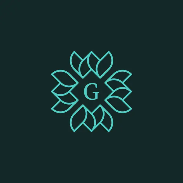 Початкова Літера Квітковий Орнаментальний Рамковий Логотип — стоковий вектор