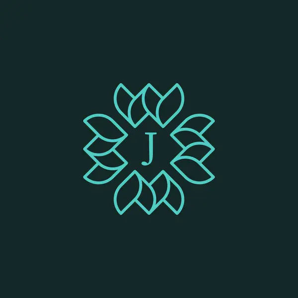 Carta Inicial Floral Ornamental Borda Quadro Logotipo —  Vetores de Stock