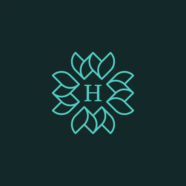 Carta Inicial Floral Ornamental Borda Quadro Logotipo —  Vetores de Stock