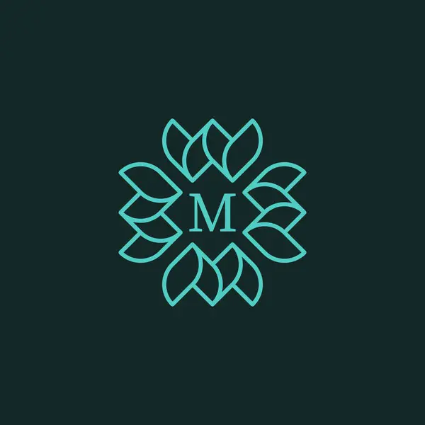 Lettre Initiale Floral Ornemental Bordure Cadre Logo — Image vectorielle