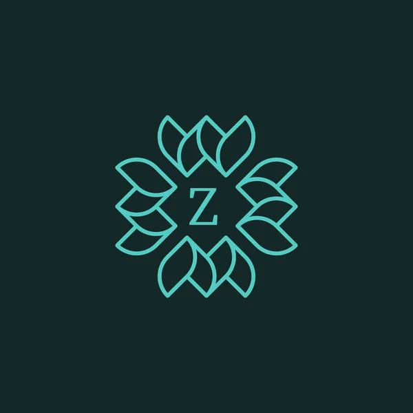Huruf Awal Floral Ornamental Batas Bingkai Logo - Stok Vektor
