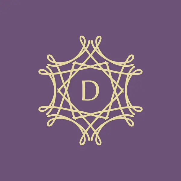 最初の手紙D花の装飾的な境界線のフレームのロゴ — ストックベクタ