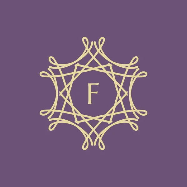 Initial Letter Floral Ornamental Border Circle Frame Logo — Stock Vector