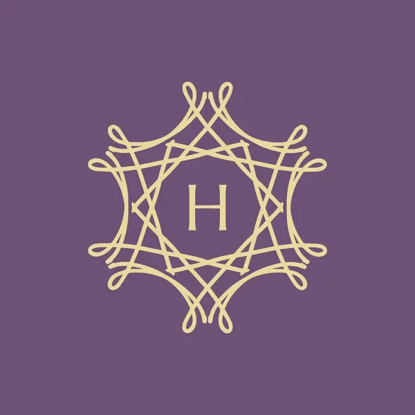 Lettre Initiale Floral Ornemental Bordure Cercle Cadre Logo — Image vectorielle