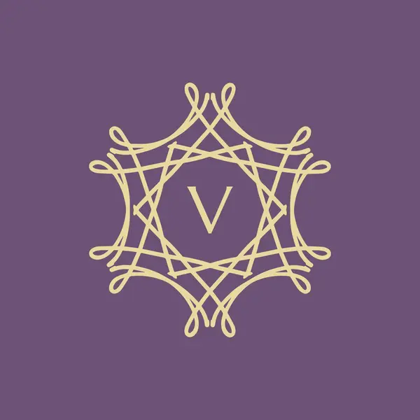 Carta Inicial Floral Ornamental Borda Círculo Quadro Logotipo — Vetor de Stock