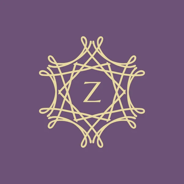 最初の文字 Z花の装飾的な境界線のフレームのロゴ — ストックベクタ