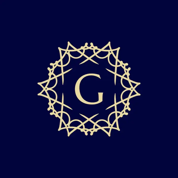 Carta Inicial Floral Ornamental Borda Círculo Quadro Logotipo —  Vetores de Stock