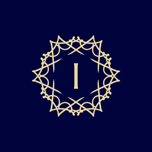 Первоначальная Буква Цветочные Декоративные Рамки Круга Логотип — стоковый вектор