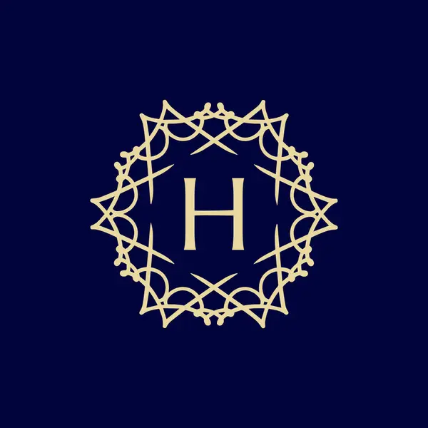 Lettera Iniziale Floreale Ornamentale Bordo Cerchio Cornice Logo — Vettoriale Stock