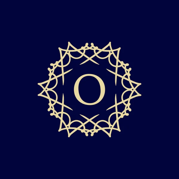 Ursprunglig Bokstav Blommig Dekorativa Gränsen Cirkel Ram Logotyp — Stock vektor