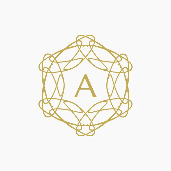 Lettre Initiale Cadre Floral Ornemental Bordure Cercle Logo — Image vectorielle