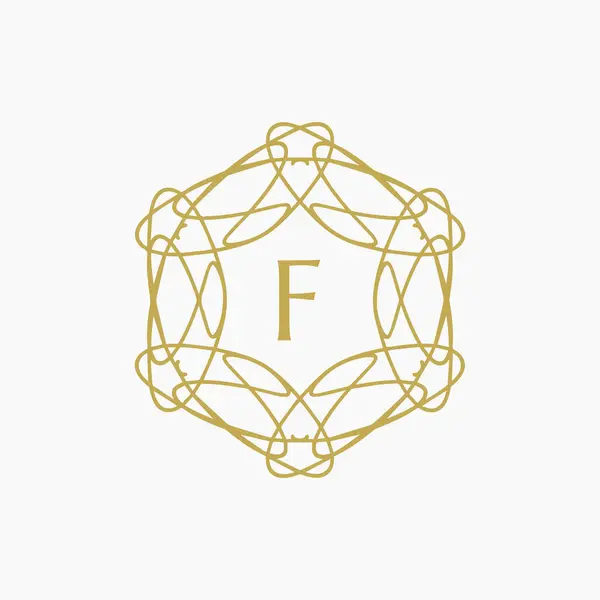 Initiële Letter Bloemen Ornamentele Rand Cirkel Frame Logo — Stockvector