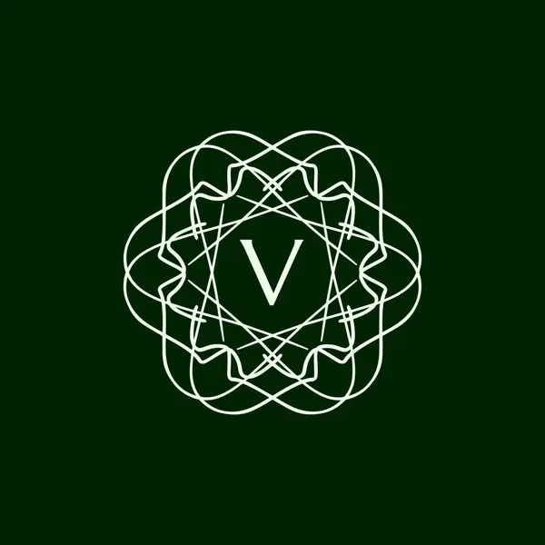 Initial Letter Floral Ornamental Border Circle Frame Logo — Stock Vector