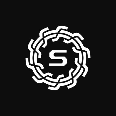 Zarif ve birinci harf S simetrik teknoloji çiçek logosu