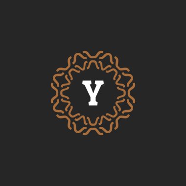 Başlangıç harfi Y süslemeli kenarlık çerçeve logosu