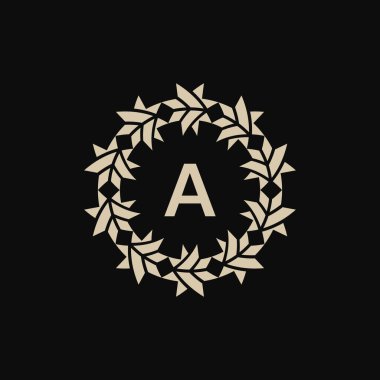İlk harf Süslü bir sınır çember çerçeve logosu