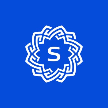 S harfi süslemeli kenarlık çerçeve logosu