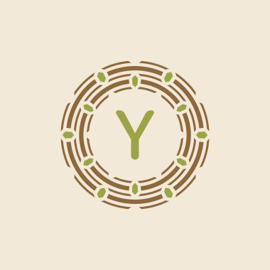 Başlangıç harfi Y süslemeli kenarlık çerçeve logosu
